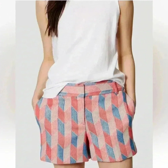 Ann Taylor LOFT Chevron Riviera Shorts with 4" Inseam Size 6 Festive Pink - Picture 1 of 5
